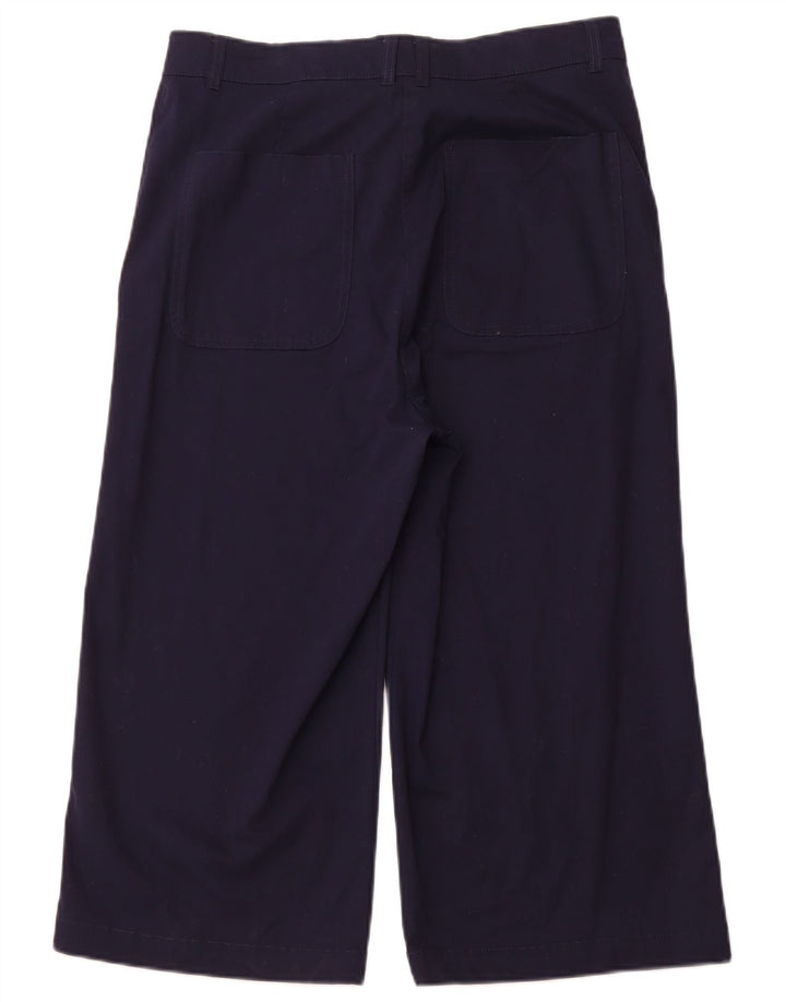 JOULES Pantalon Capri Taille Haute Femme UK 14 Large W32 L21 Bleu Marine