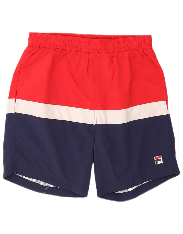 Fila Short de bain homme petit nylon color block rouge
