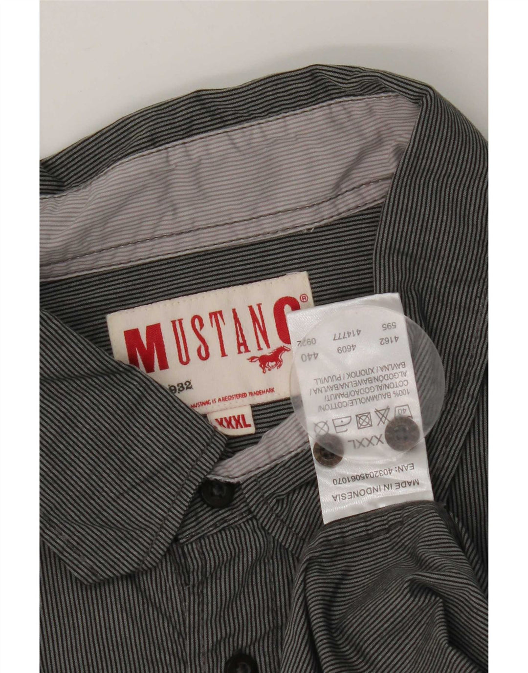 Mustang Chemise Homme 3XL Gris Rayé Coton