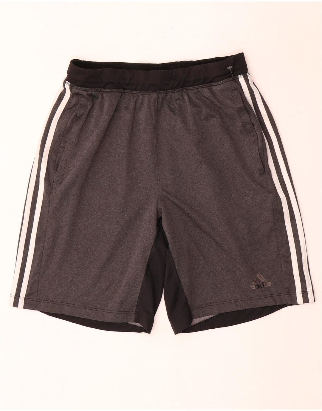 Adidas Short de sport pour homme en polyester color block gris moyen