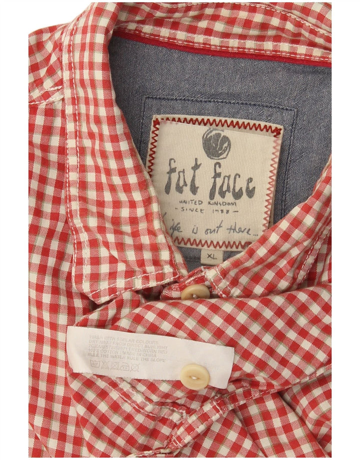 Chemise à manches courtes pour hommes Fat Face XL en coton vichy rouge