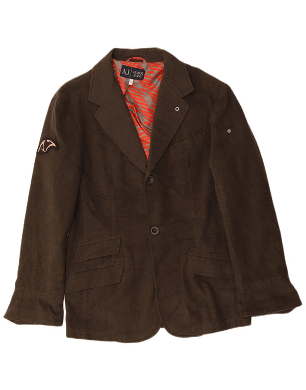 ARMANI JEANS Veste Blazer 2 Boutons Homme IT 52 Grand Kaki Coton