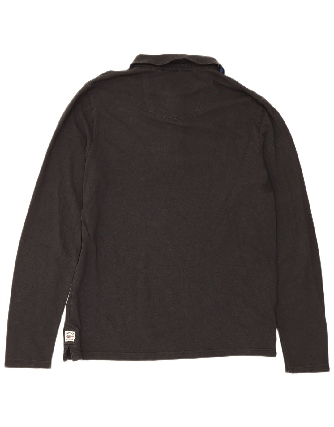 Fat Face Polo à manches longues pour homme en coton noir Taille L