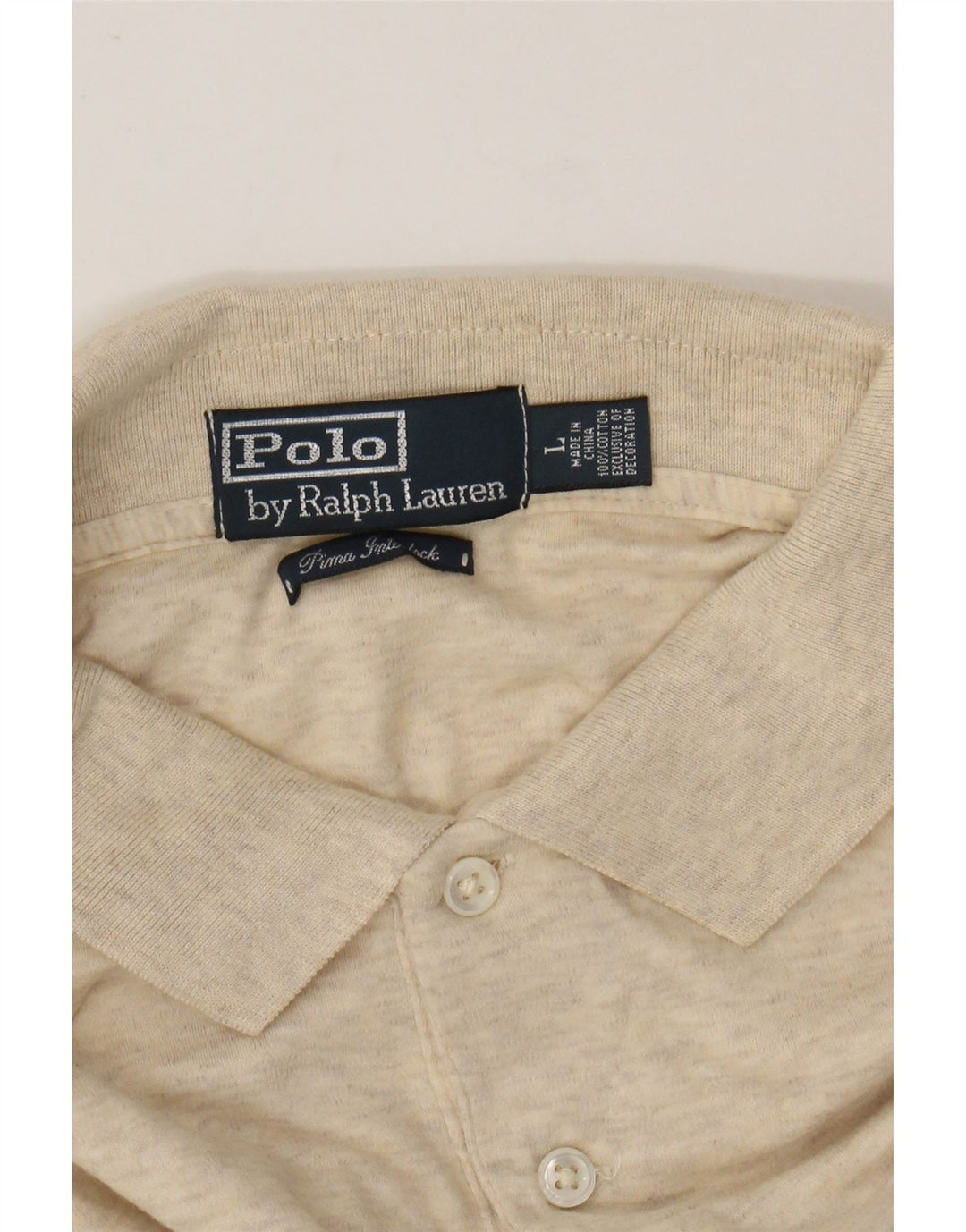 POLO RALPH LAUREN Polo à manches longues pour homme en coton moucheté beige