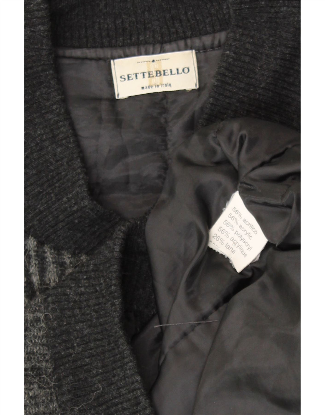 Settebello Pull Cardigan Homme Gris Moyen Géométrique Acrylique Rétro