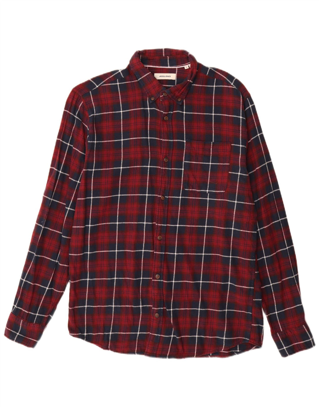 JACK & JONES Chemise Flanelle Homme Grand Carreau Bordeaux Coton