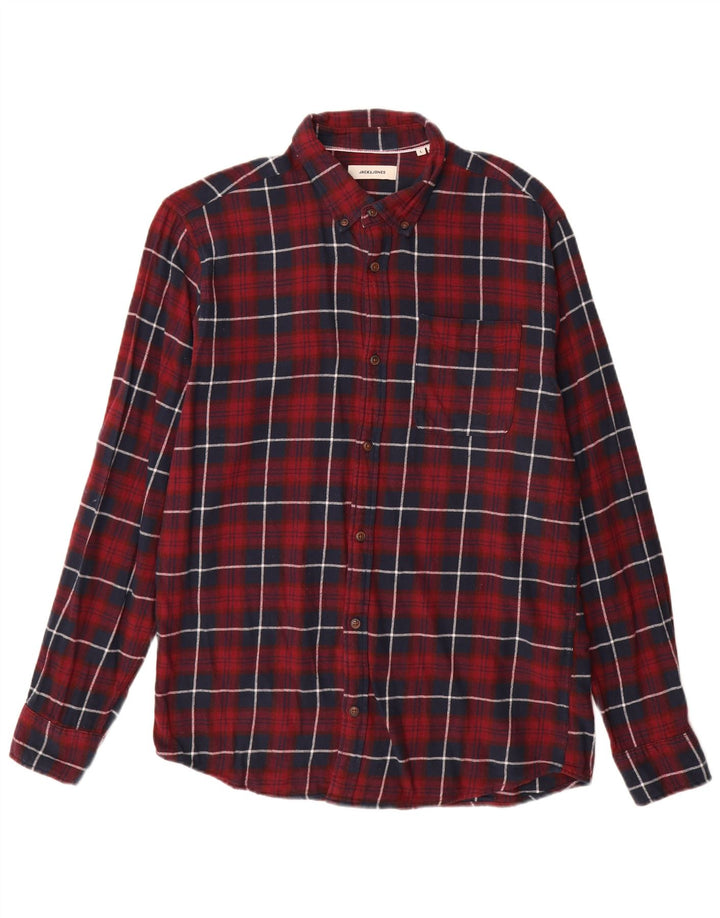 JACK & JONES Chemise Flanelle Homme Grand Carreau Bordeaux Coton