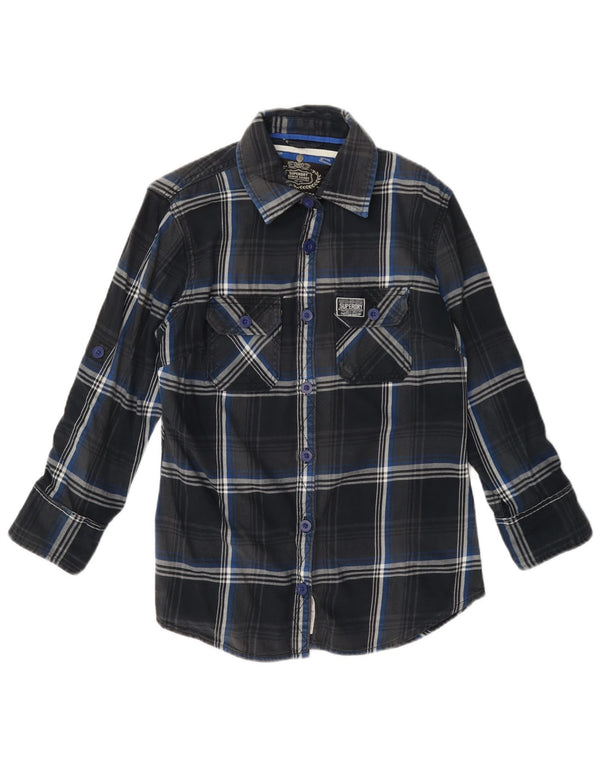 Superdry Chemise en flanelle pour femme UK 14 Bleu marine moyen en coton à carreaux