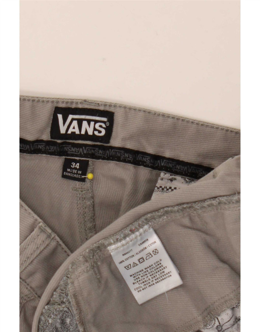 Vans Short décontracté pour hommes W34 Grand coton gris