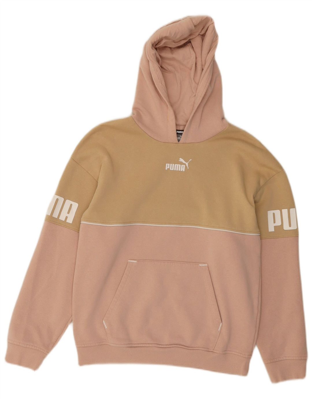 PUMA Sweat à capuche graphique pour fille 13-14 ans Rose en coton color block