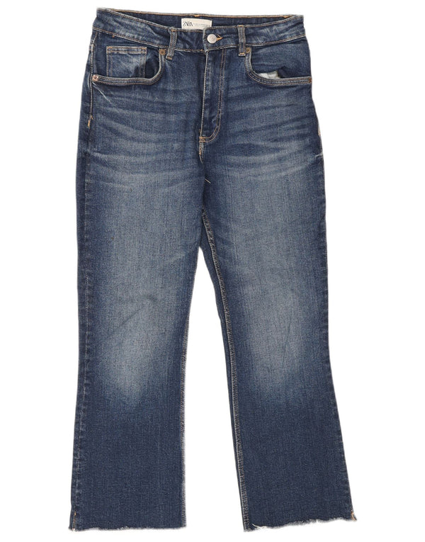 Zara Womens High Rise Cropped Jeans EU 36 XS W26 L25 Blue