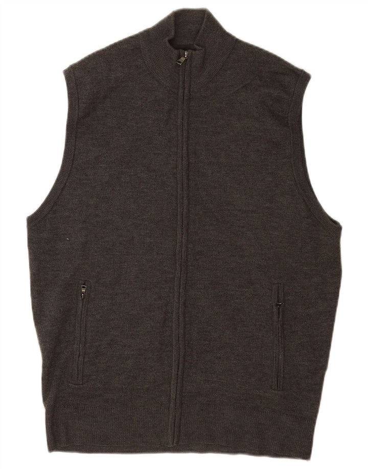 Marks & Spencer Cardigan sans manches pour homme en laine mérinos gris moyen