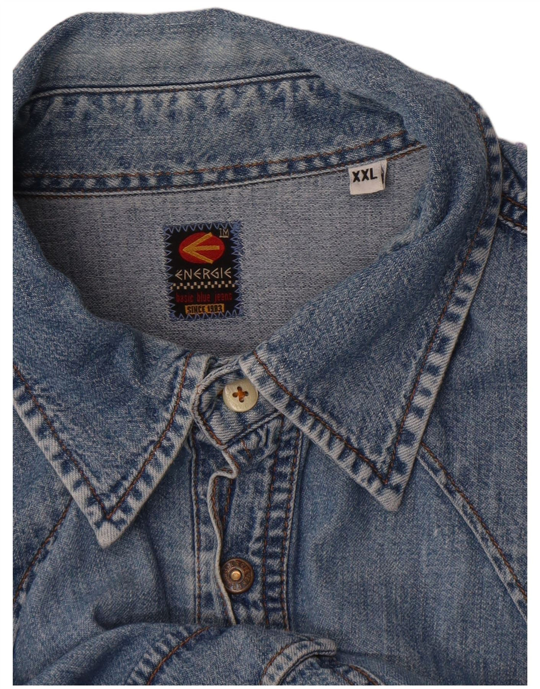 Chemise en jean homme Energie 2XL bleu coton