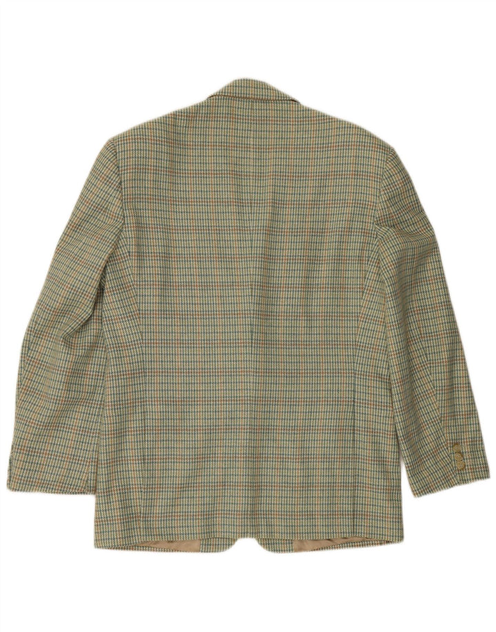 Lebole Veste Blazer 2 Boutons Homme IT 50 Large Vert Pied-de-Poule Laine