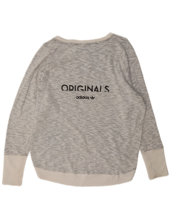 Adidas Sweat-shirt surdimensionné graphique pour femme UK 14 Grand gris moucheté