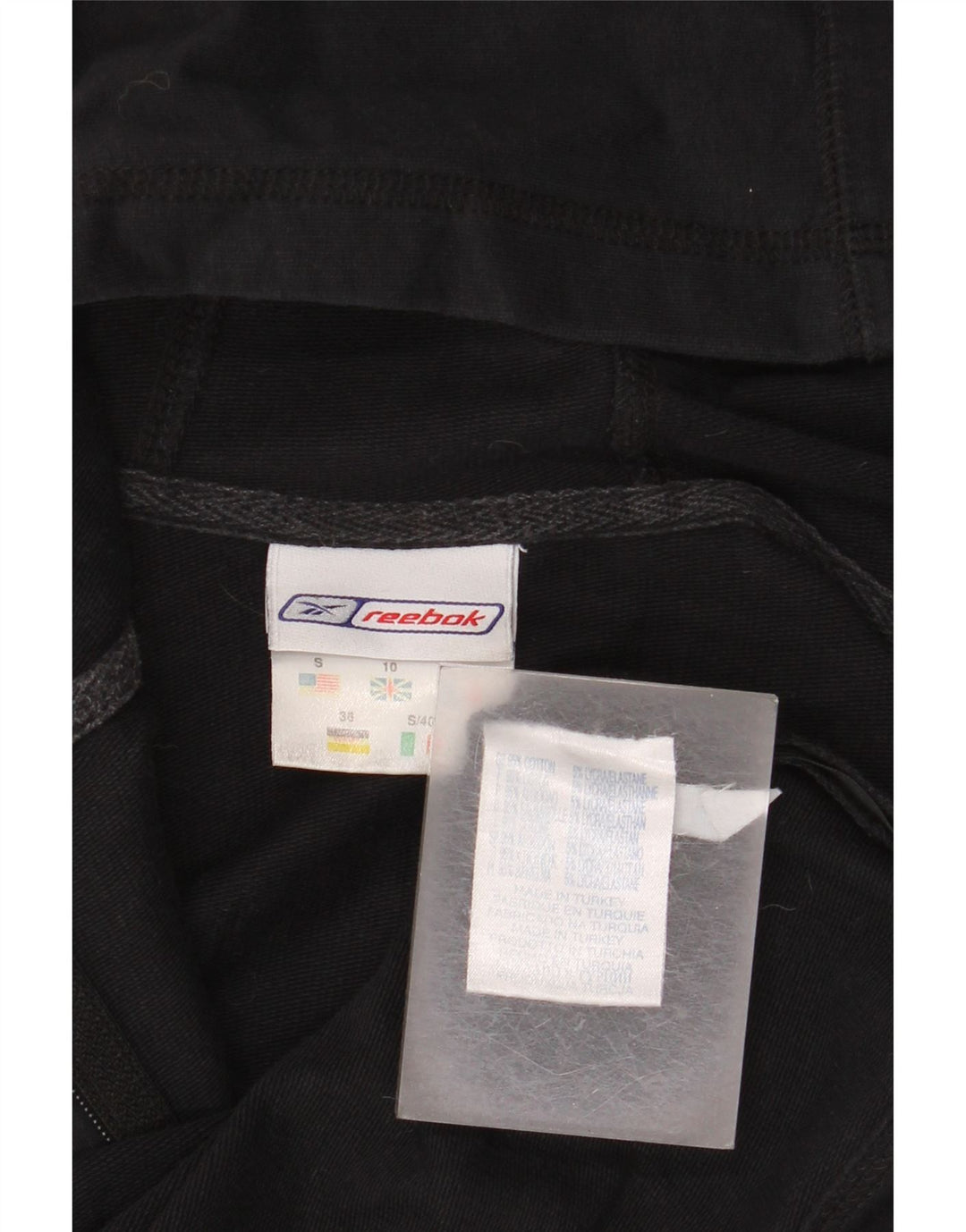 REEBOK Pull à capuche zippé pour femme UK 10 Small Noir Coton