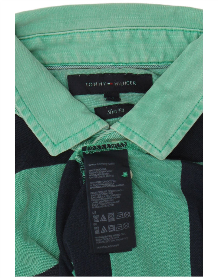 TOMMY HILFIGER Polo Slim Fit Homme XL Coton Rayé Vert