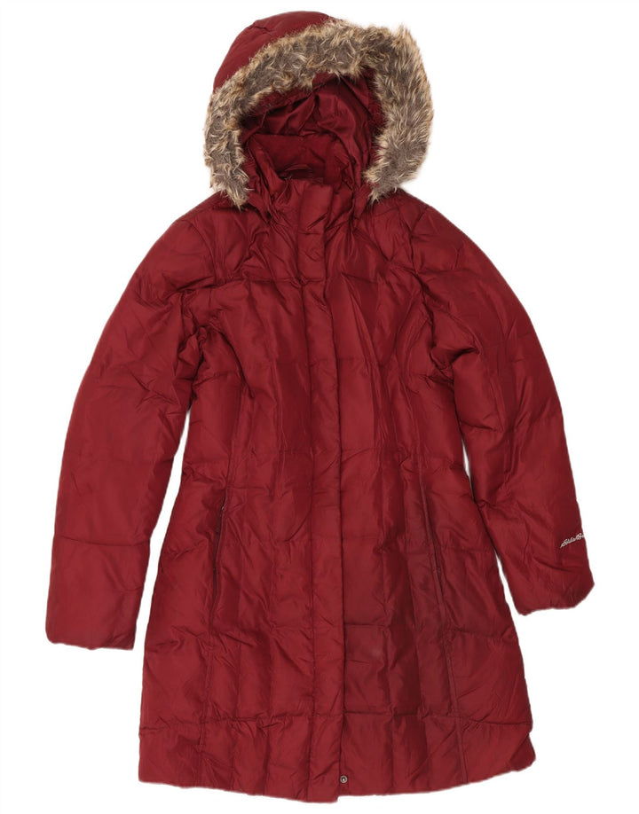 Eddie Bauer Manteau rembourré à capuche pour femme UK 14 Polyester bordeaux moyen