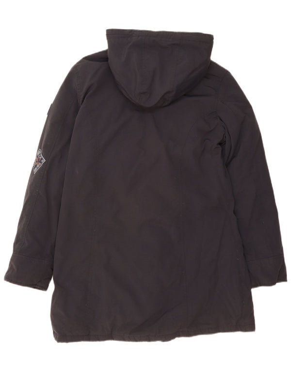 Best Company Manteau matelassé à capuche pour femme UK 14 Medium Navy Blue Nylon