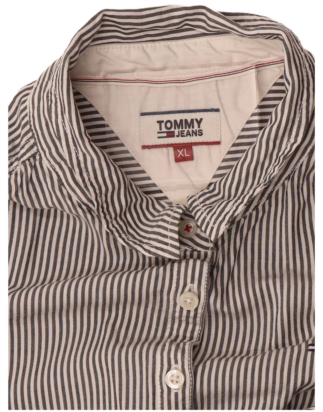 TOMMY HILFIGER Chemise Femme UK 18 XL Gris Rayure Fine