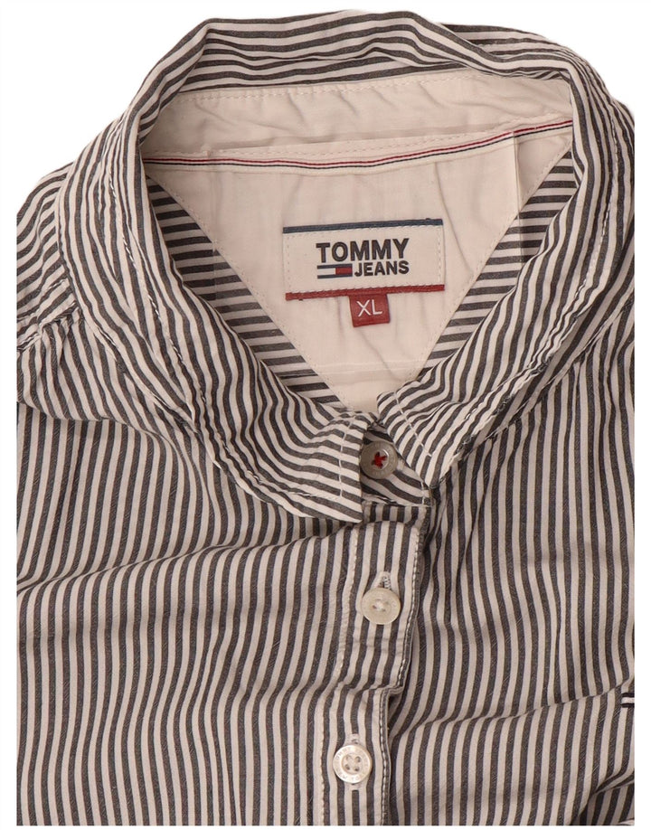 TOMMY HILFIGER Chemise Femme UK 18 XL Gris Rayure Fine