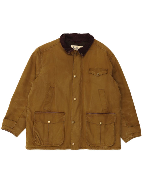 Barbour Mens Waxed Cotton Jacket UK 44 2XL Khaki Cotton
