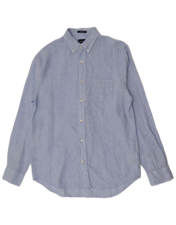 Gant Chemise Regular Fit Homme Taille 39/40 15 1/2 Lin Bleu Moyen