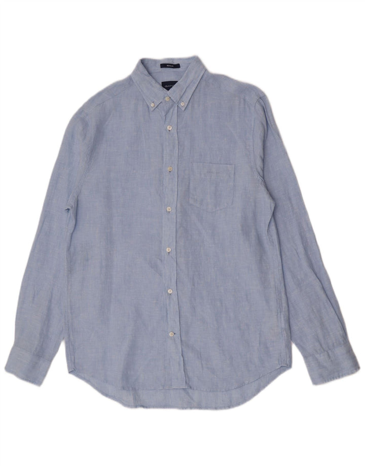 Gant Chemise Regular Fit Homme Taille 39/40 15 1/2 Lin Bleu Moyen