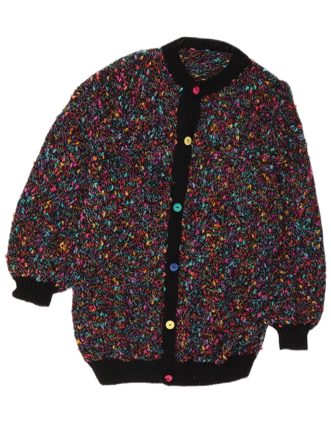 vintage Womens Cardigan Sweater UK 14 Moyen Multicolore Moucheté