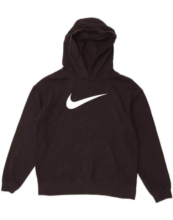 Nike Pull à capuche graphique pour femme UK 14 en coton noir moyen