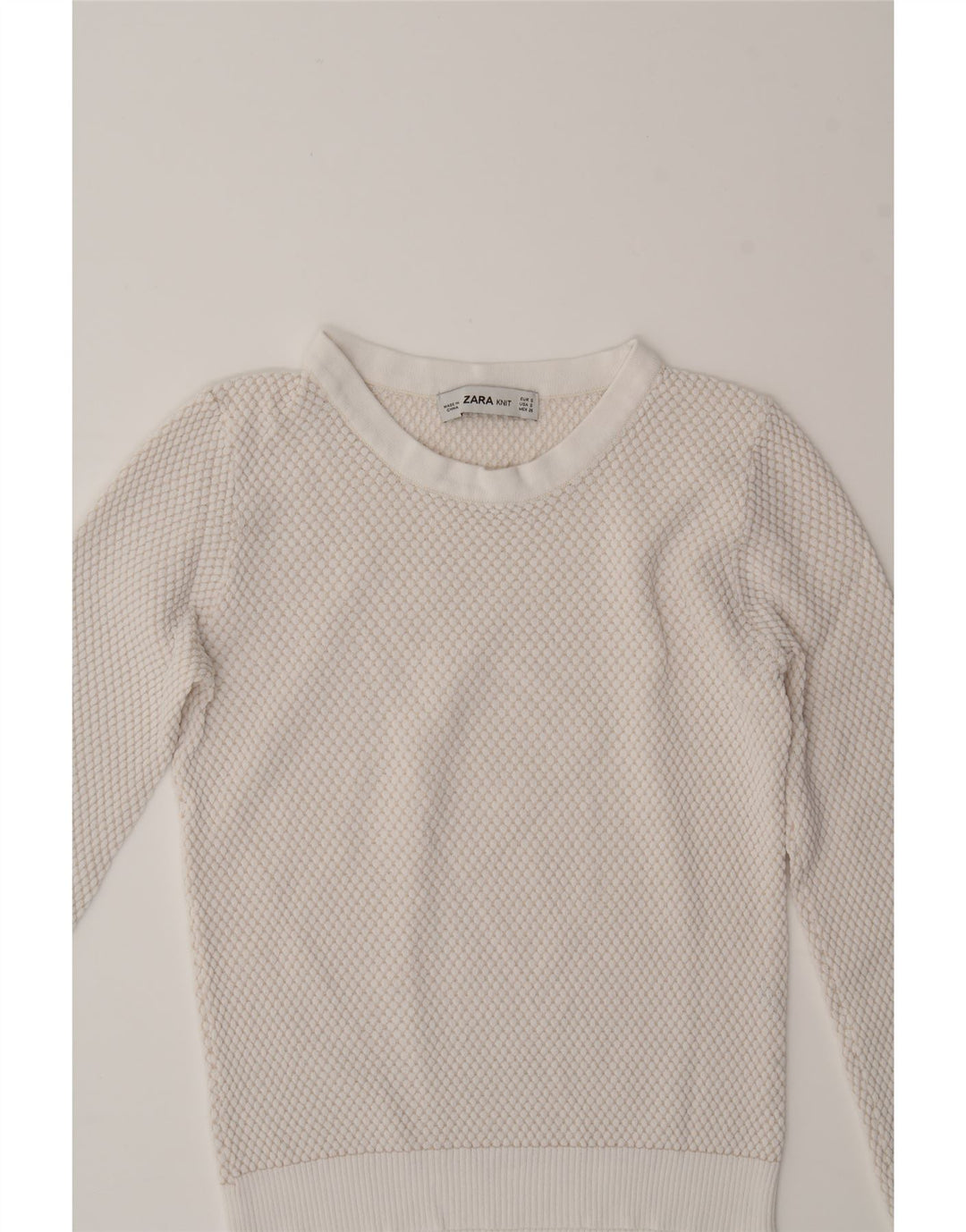ZARA Womens Boat Neck Jumper Sweater UK 8 Small White Vintage Zara and Second-Hand Zara from Messina Hembry 
