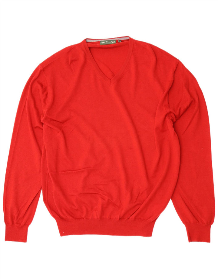 Baileys Pull col V pour homme 2XL Rouge Laine vierge