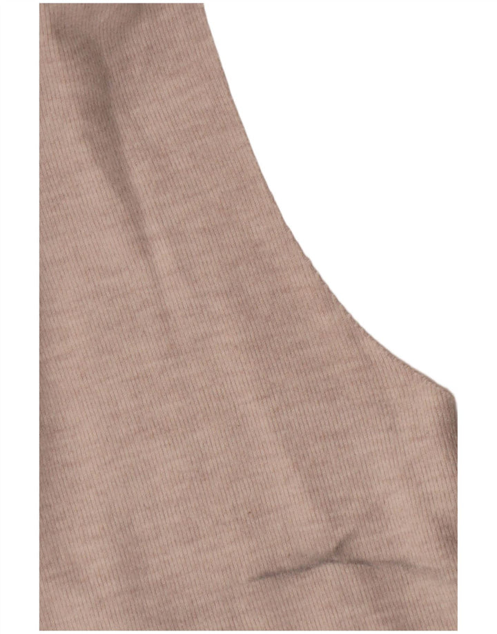 Zara Femme Débardeur Col Roulé UK 12 Coton Beige Moyen