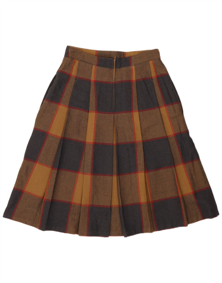 Schneiders Jupe trapèze pour femme EU 40 Medium W28 Marron à carreaux en laine vierge