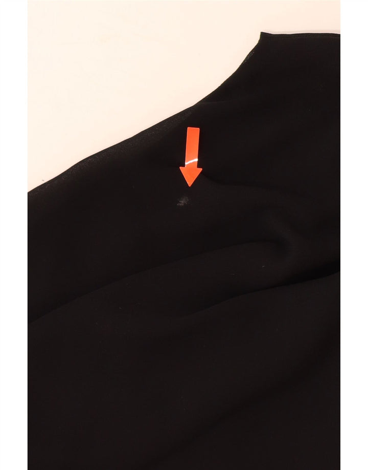 ZARA Femme Chemisier à manches longues Top UK 14 Large Noir Polyester