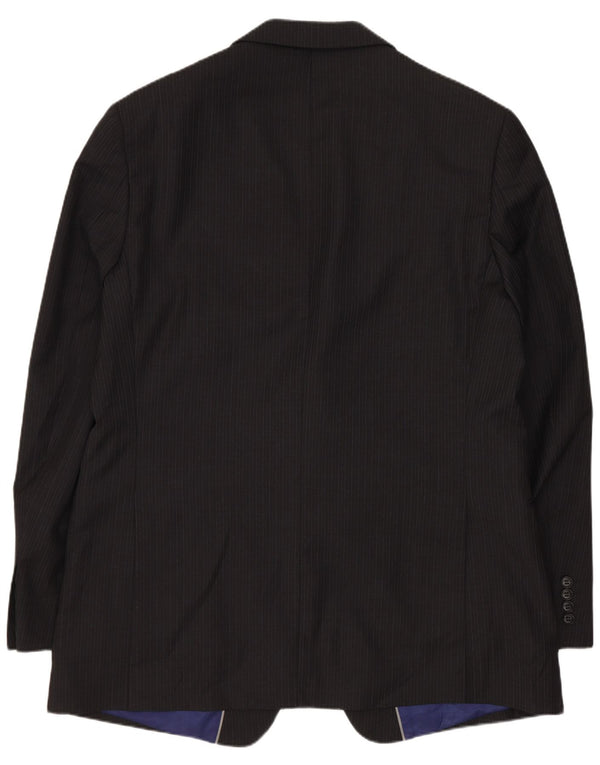 Marks & Spencer Veste blazer longue à 2 boutons pour homme UK 44 XL Gris à fines rayures