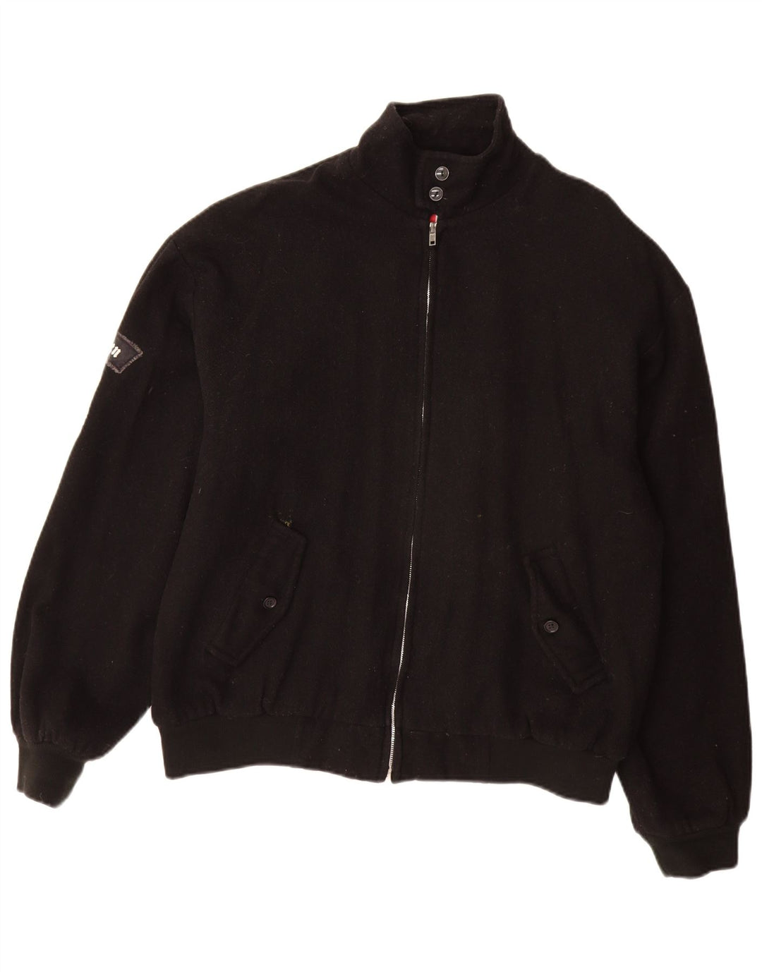 vintage Mens Bomber Jacket UK 40 Grande laine noire