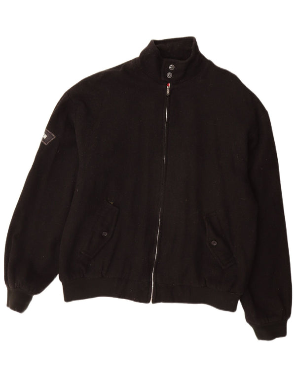vintage Mens Bomber Jacket UK 40 Grande laine noire