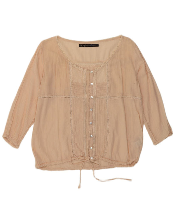 Zara Chemise Chemisier Femme UK 16 Grand Coton Rose