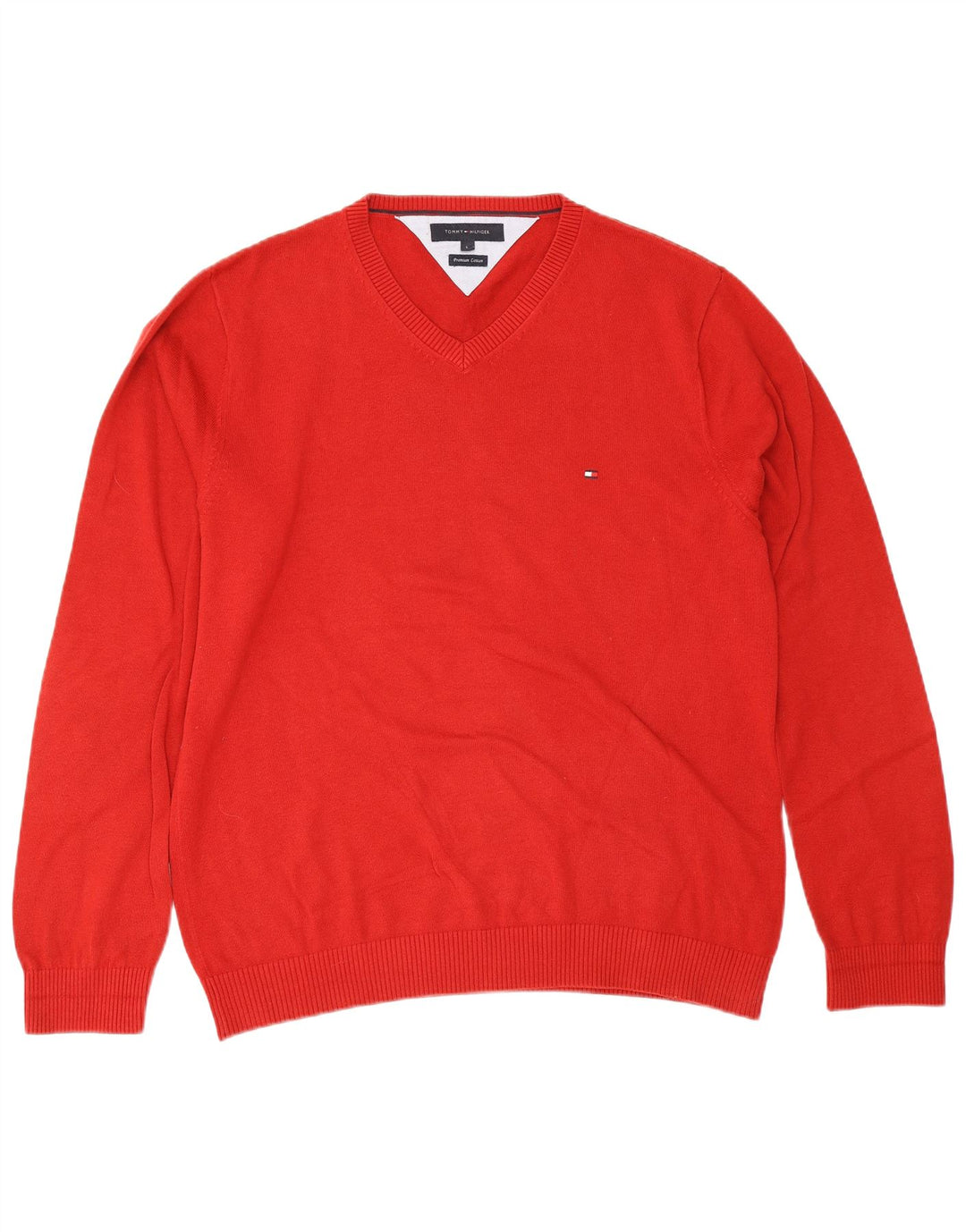 Tommy Hilfiger Pull col V pour homme en coton rouge Large