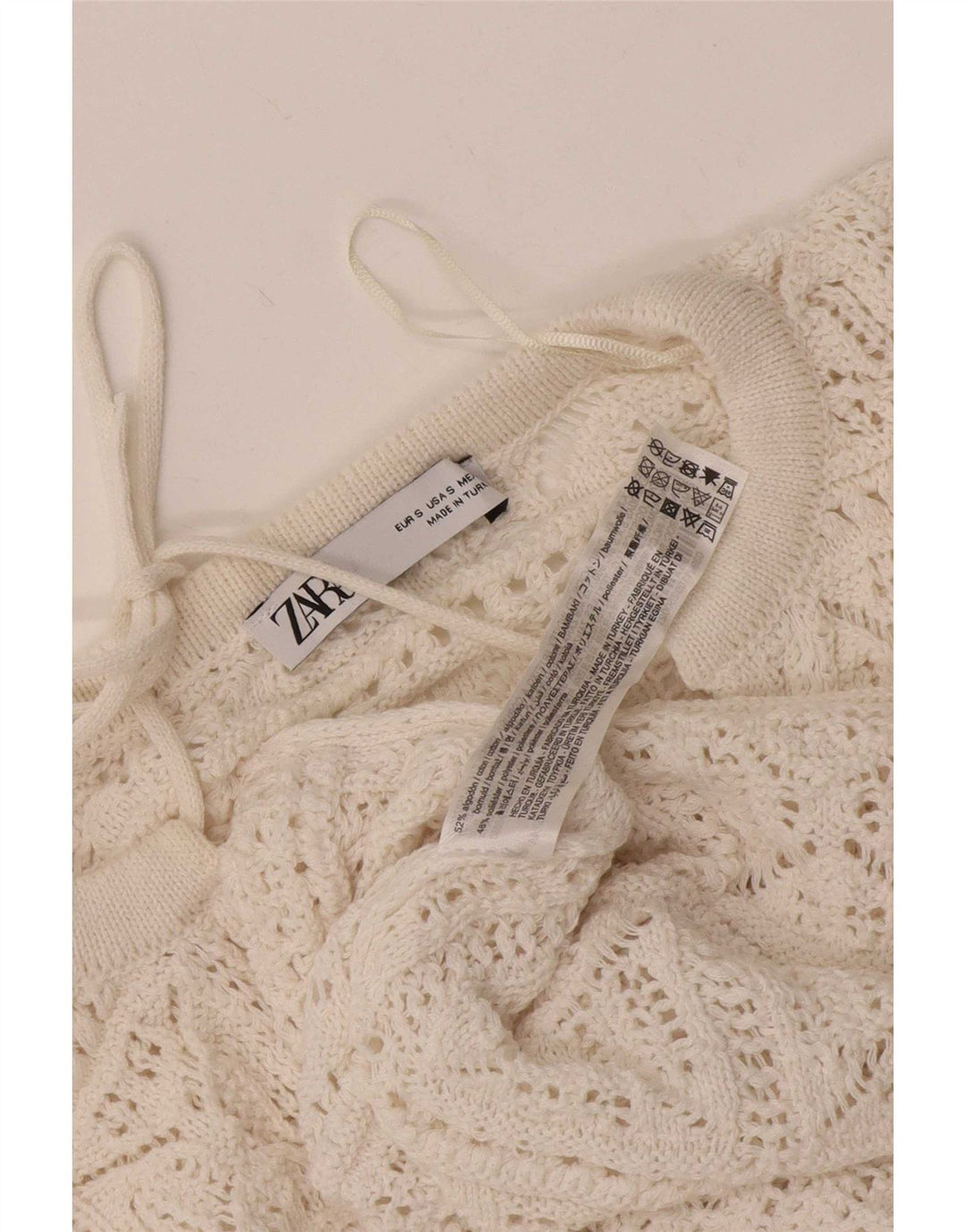 Zara Womens Oversize Crochet Blouse Top UK 10 Petit Coton Blanc