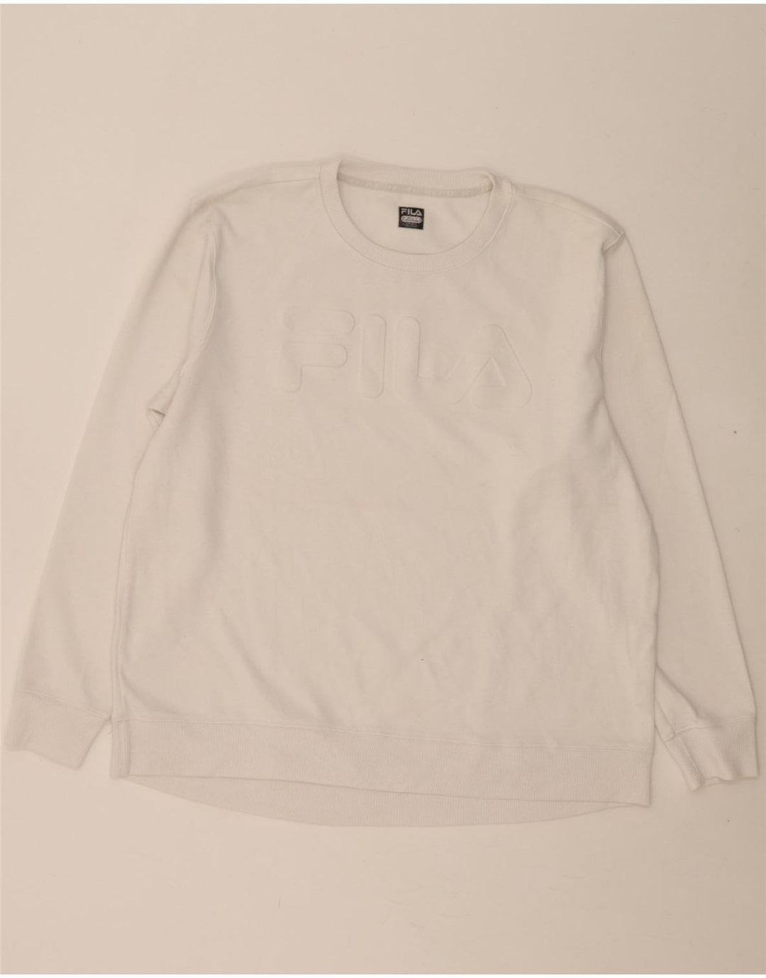 FILA Mens Graphic Sweatshirt Jumper 2XL White Vintage Fila and Second-Hand Fila from Messina Hembry 