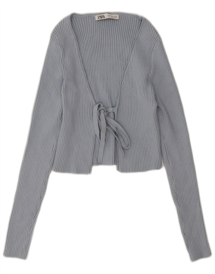 Zara Femme Boléro Jumper UK 12 Bleu Moyen Polyester
