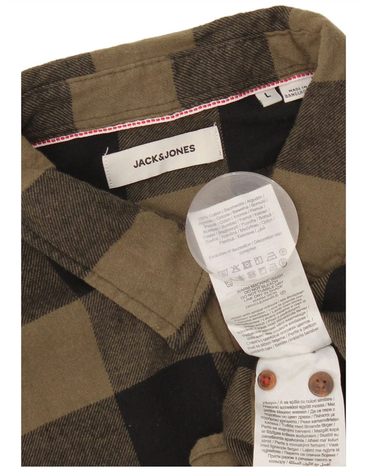 Jack & Jones Chemise en flanelle pour homme Large en coton vichy kaki