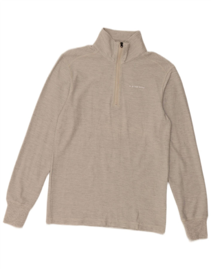 G-Star Homme Zip Top Manches Longues Petit Gris Moucheté Coton