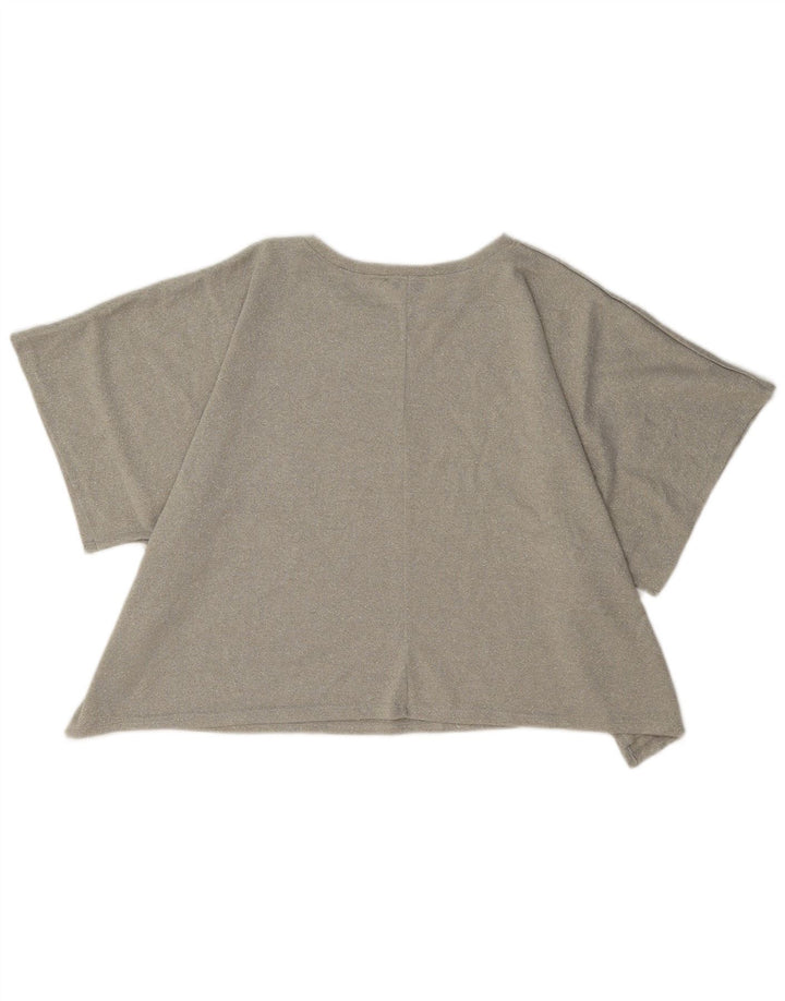 Zara Womens Crop Oversize Blouse Top UK 14 Beige Moyen Moucheté