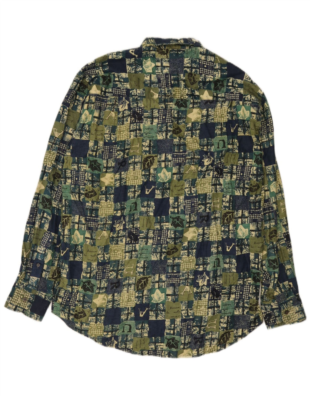 Chemise Homme Vintage Grand Coton Patchwork Vert