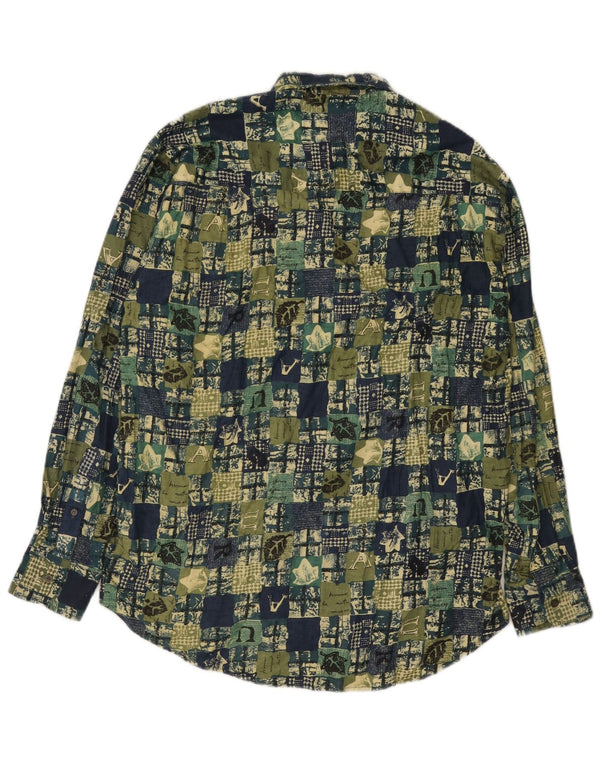 Chemise Homme Vintage Grand Coton Patchwork Vert