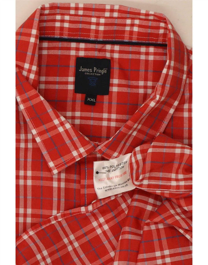James Pringle Chemise à manches courtes pour homme 2XL Rouge à carreaux Polyester