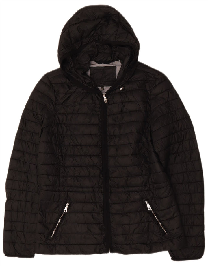 Massimo Dutti Veste matelassée à capuche pour femme UK 14 Medium Noir